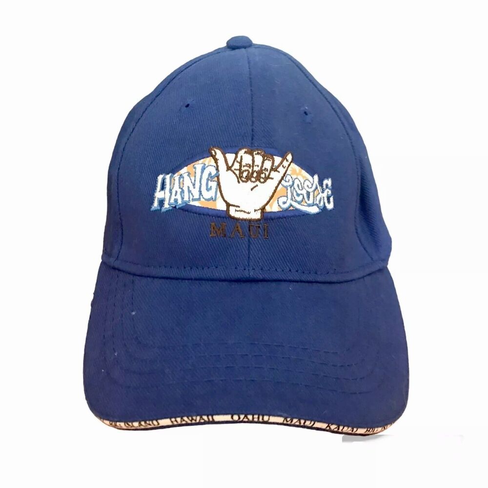 Hang Loose Hat Cap Blue Hawaii Surf Wear Beachy Islands Blue Souvenir